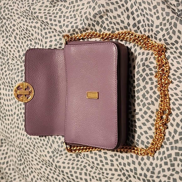 Tory Burch Olivia Pebbled Purple Leather Bag - Picture 8 of 9